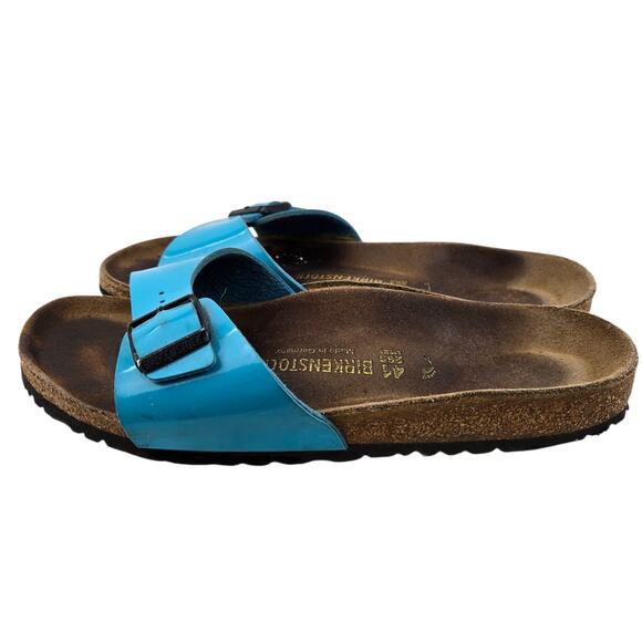 Birkenstock Madrid Slide Sandals Womens 10 10.5 (41) Turqoise Blue Birko Flor - Picture 6 of 13